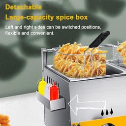 Commerciële Friteuse - Roestvrij Staal - Frituren Thuis - Snelle Verwarming - 6 Liter Capaciteit - Zilver — thumbnail 4