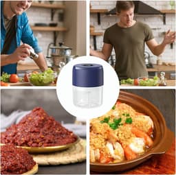 Elektrische Voedselhakker - Mini Keukenhulp - Snel Ingrediënten Snijden - USB Oplaadbaar - 9 x 10 x 9 cm - Blauw — thumbnail 5