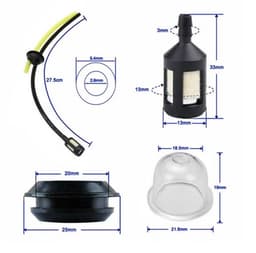 Brandstoffilter Set 4 Stuks - Brandstofslang 27.5 cm - Brandstofslang 15 cm - Universele Onderdelen - Hoogwaardige ABS/Rubber - Geschikt voor 18 mm Motoren — thumbnail 2