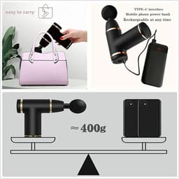 Elektrische Massage Gun - Spier Stimulator - Spierontspanning Na Sport - 8 Versnellingen 4 Koppen - 14 oz Gewicht - Zwart — thumbnail 2