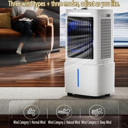 Draagbare Airco - Verdampingskoeler - Ruimte Koelen - Opvouwbaar Ontwerp - 25L Reservoir - Wit — thumbnail 2