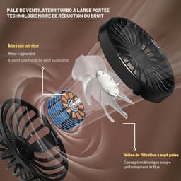 Mini USB-clipventilator, mini oplaadbare luchtbevochtiger met nevel, 4 windsnelheden, tafelventilator, mini draagbare ventilator voor thuis, bureau en kantoor (zwart). — thumbnail 3