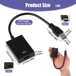 USB naar HDMI Adapter - Converter Beeldscherm - Extra Monitor Aansluiten - Ondersteunt Audio en Video - 1080p Full HD — thumbnail 5