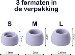 Oordopjes geschikt voor Samsung Galaxy Buds Pro - Siliconen oordopjes - Ear tips - In-ear dopjes - Vervangende dopjes - 3 maten: S/M/L - Zwart - 1 set van 6 stuks - Jonyx — thumbnail 3