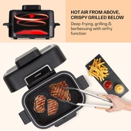 Klarstein 2-in-1 Heteluchtfriteuse met Grill, Airfryer met Snelle Opwarming 1500 W, XL Heteluchtfriteuse, Hetelucht Friteuse om te Frituren, Heteluchtfriteuse + Accessoires, Grillplaat, Frituurmand, 5 L — thumbnail 2