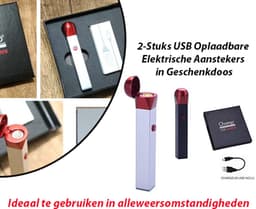 2-Stuks USB Oplaadbare Elektrische Aansteker in Geschenkdoos — thumbnail 1