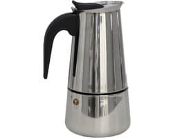 Zilveren percolator / espresso koffie apparaat voor 9 kopjes RVS - Koffiezetapparaat - Koffiezetter voor camping/caravan - Cafetiere