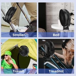 Oplaadbare draagbare ventilator 8-inch - campingventilator 10000 mAh - clipventilator - 4 snelheden - 720 ° rotatie - thuis, kantoor, kinderwagen Turbo fan — thumbnail 3