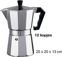 Alessandro Percolator Italiaans koffiezetapparaat - 12 kopjes - Aluminium - zilver - 670 ml - Koffiezetter — thumbnail 3
