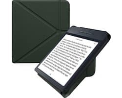kwmobile e-reader hoesje geschikt voor Kobo Libra H2O hoes - Ereader flip case met standaard - E reader cover van kunstleer - In donkergroen