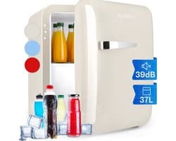 Klarstein minikoelkast met vriesvak, 32 liter minikoelkast voor drankjes en cosmetica, kleine minibar in retro design, kleine en stille koelkast, kleine huidverzorgingskoelkast voor op de kamer