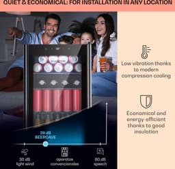 Klarstein Mini koelkast - Glazen deur - LED Verlichting - 3 Planken - 70 liter - Binnen/Buiten - 0-10°C - Zwart - Compact - Touch - Mini Fridge Kleine Koelkast Hotelkoelkast Drankkoeler Compact Koelkast — thumbnail 3