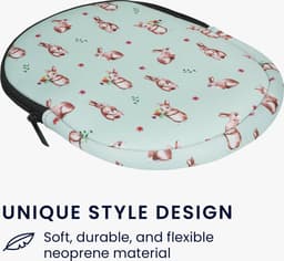 kwmobile hoes geschikt voor Sony WH-CH520 / WH-CH510 / MDR-ZX110 - 21,5 x 16 cm - Beschermhoes voor headset in Konijntjes en Bloemen design - Van neopreen - Met print — thumbnail 3