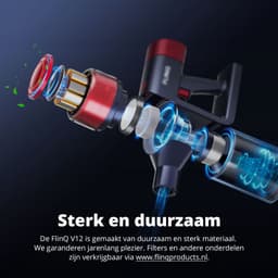 FlinQ Vacuum Cleaner V12 Pro - Steelstofzuiger Draadloos - Stofzuiger zonder Zak - Met Duurzame Accu - Snoerloos en geschikt als Kruimeldief — thumbnail 2