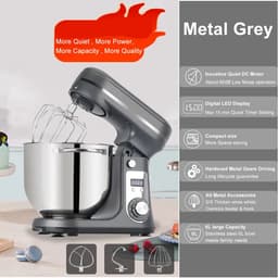 Keukenmixer - Keukenmachine - Foodprocessor - Keukenrobot - LED Display - 6 Snelheden - 1200W - Stil DC-Motor - Elektrische Foodmixer - Metaal Grijs — thumbnail 3