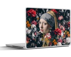 Laptop sticker - 17.3 inch - Meisje met de parel - Bloemen - Johannes Vermeer - 40x30cm - Laptopstickers - Laptop skin - Cover