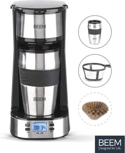 Thermo 2 Go Filterkoffiezetapparaat voor 1 kopje - Thermo - Inclusief 04 l meeneembeker en permanent filter - 24-uurs timer 750 Watt [Roestvrij staal] — thumbnail 5