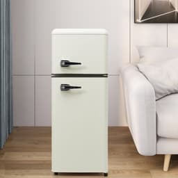 Merax Retro Mini Koelkast met Vriezer 92L Volume - 64L Koelkast met 28L Vriezer - Tafelmodel Koel- Vriescombinatie met Verstelbare Poten - Antiek Wit — thumbnail 5