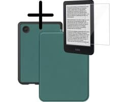 Hoes Geschikt voor Kobo Clara BW Hoesje Bookcase Cover Hoes Met Screenprotector - Hoesje Geschikt voor Kobo Clara BW Hoes Cover Case - Donkergroen