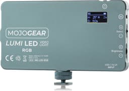 MOJOGEAR Lumi RGB LED-lamp 12W Medium - Stevig metaal - 4000 mAh batterij - Kleur en wit/geel licht - Krachtige lamp voor camera / studio / video - Grijs — thumbnail 3