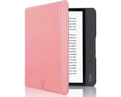 Hoes geschikt voor Kobo Libra H20 H2O - Book Case Premium Sleep Cover Kunstleer Hoesje met Auto/Wake Functie - Roze