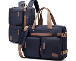 Laptoptas 2 in 1 Laptop Rugtas Schoudertas voor 15.6 inch laptop – blauw