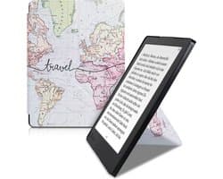 kwmobile e-reader hoesje geschikt voor Kobo Aura H2O Edition 2 hoes - Ereader flip case met standaard - E reader cover van kunstleer - In zwart / meerkleurig