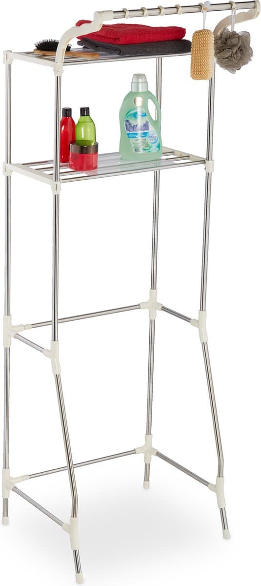 wasmachine rek - ombouw - verstelbaar - 64,5 - 100 cm breed - toiletrek - metaal — afbeelding 1