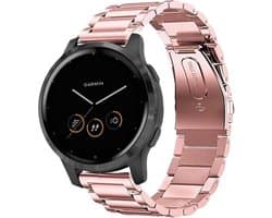 Stalen bandje schakelarmband geschikt voor Garmin Venu 2s / Garmin Vivomove 3s / Garmin Vivoactive 4s bandje staal rose goud metaal schakels - Band smartwatch metaal - Rose Roze