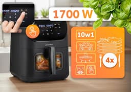 Airfryer XXL - Heteluchtfriteuse Frituurpan - Gezond Koken - Met Kijkvenster - 8 Liter - Zwart — thumbnail 6