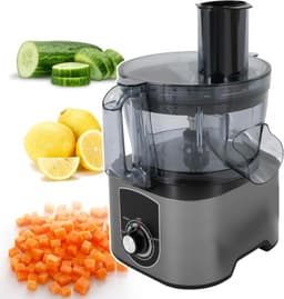 Elektrische Groentesnijder - Keukenmachine Hakmachine - Groenten Verwerken - 600W Motor 5L Inhoud - 220x220x430 mm - Zilver — thumbnail 1