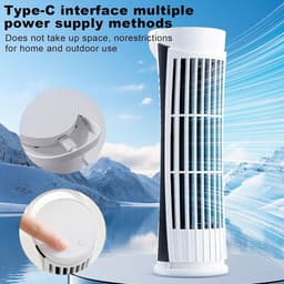 Kleine Torenventilator - Persoonlijke Ventilator USB - Stille Luchtstroom - Bladloze Bureautoorn - 27 cm - Wit — thumbnail 2