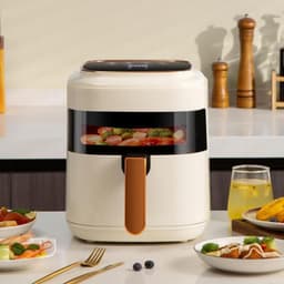 Heteluchtfriteuse - Airfryer Oven - Gezond Koken - Groot Kijkvenster - 6L - Wit — thumbnail 4