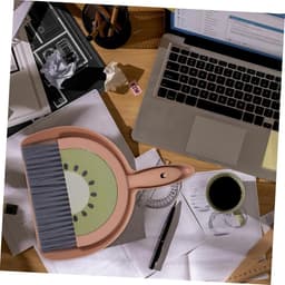 Stoffer en Bezemset - Mini Schoonmaakset - Bureau Schoonmaken - Krasvrij Materiaal - 23 x 18 cm - Bruin — thumbnail 4