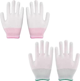 Een set van twee professionele hittebestendige handschoenen, bestaande uit ovenwanten en keukenhandschoenen, geschikt voor gebruik in de airfryer, op de barbecue, in de tuin en in de keuken (roze maat S, groen maat M). — thumbnail 1
