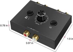 carmdering - L R Stereo Audio Schakelaar - Audio Selector - Splitter - Twee Richtingen Selectie - Eén Knop Dempen - Kunststof Behuizing - Compact Ontwerp - Plug And Play Gebruik - 1 Stuk — thumbnail 3