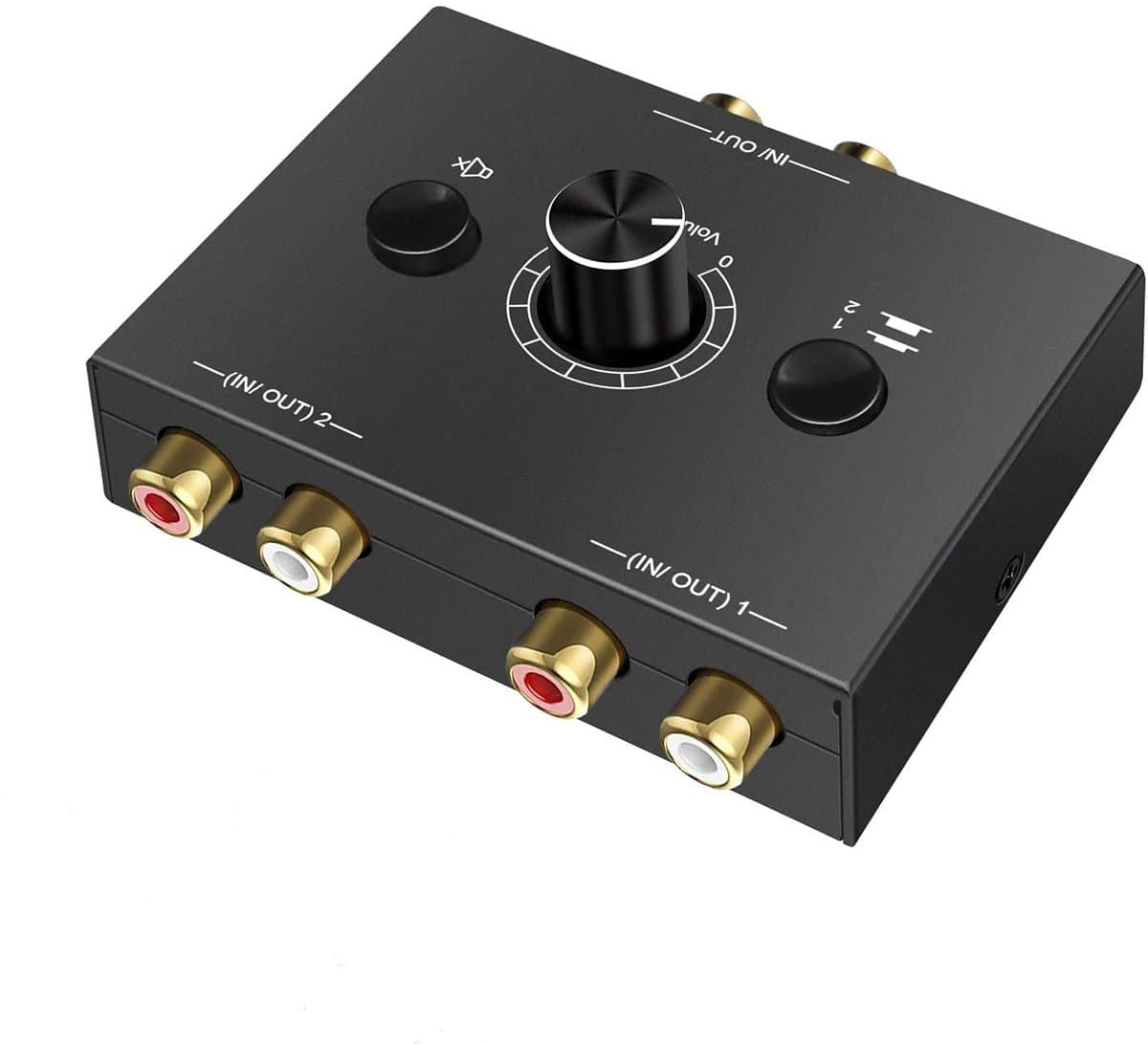 carmdering - L R Stereo Audio Schakelaar - Audio Selector - Splitter - Twee Richtingen Selectie - Eén Knop Dempen - Kunststof Behuizing - Compact Ontwerp - Plug And Play Gebruik - 1 Stuk — afbeelding 1
