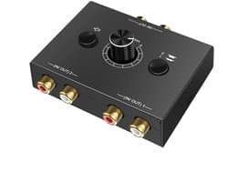 carmdering - L R Stereo Audio Schakelaar - Audio Selector - Splitter - Twee Richtingen Selectie - Eén Knop Dempen - Kunststof Behuizing - Compact Ontwerp - Plug And Play Gebruik - 1 Stuk