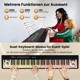 COSTWAY Piano Toetsenbord met 88 toetsen, opvouwbare piano, elektronisch toetsenbord met split-functie, 3 leermodi en sustain-pedaal, digitale piano draagbaar met dubbele luidsprekers, MP3/USB/MIDI — thumbnail 3