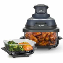 Ninja CRISPi 4-in-1 compact glazen kooksysteem - Airfryer, Roast, Recrisp, Keep Warm - Inclusief twee glazen schalen van 3.8L en 1.4L en bijpassende deksels - 2 Crisper-Plates - Blauw - FN101EUGY — thumbnail 1