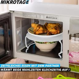 Magnetron Standaard - Magnetron Tray - Twee Maaltijden Verwarmen - Stapelbare Functie - 23.5 cm Diameter - Wit — thumbnail 3