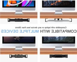 Aluminium Laptop Houder Onder Bureau met Krassenbestendige Silicone voor Laptops, Tablets en Toetsenborden - Zwart — thumbnail 4