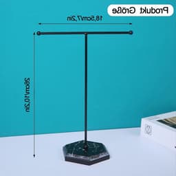 Sieradenstandaard voor Kettingen, Armbanden, Oorbellen en Ringen van Metaal met Marmeren Voet, Zwart Design — thumbnail 5