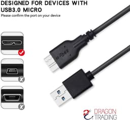Vervangende USB Kabel - Externe Harde Schijf Kabel - Snelle Data Overdracht - Micro-B Aansluiting - 05 Meter - Zwart — thumbnail 5