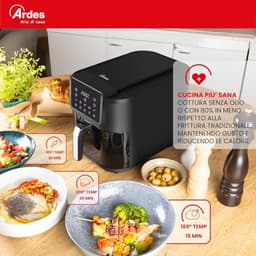 Heteluchtfriteuse - Airfryer Oven - Gezond Koken - Extra Diep Venster - 8 Liter - Zwart — thumbnail 5