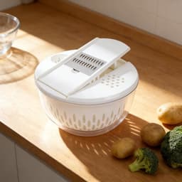 Salade Droger - Groente Centrifuge - Maaltijd Voorbereiding - Met 5 Messen - 4500 Ml - Transparant — thumbnail 4
