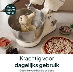 Keukenmachine - Mixer Kom - Bakken Maken - 1500W Krachtige Motor - 5L Kom - Creme — thumbnail 4