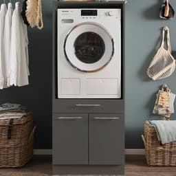 Wasmachinekast Laundreezy | 68 x 68 x 162 cm | Antraciet - Emob - wasmachinekast_enkel - Zwart - MDF — thumbnail 1