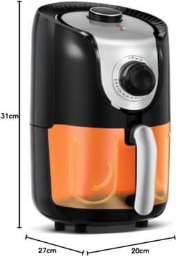 MIRA® Mini airfryer - Airfryer - Airfryer klein - Zwart - 27cm x 20cm x 32cm — thumbnail 8