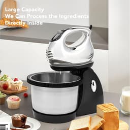 Elektrische Deegmixer - Keukenmixer Gardemix - Bakken en Mixen - Roestvrij Staal - 2.6 liter - Wit — thumbnail 2